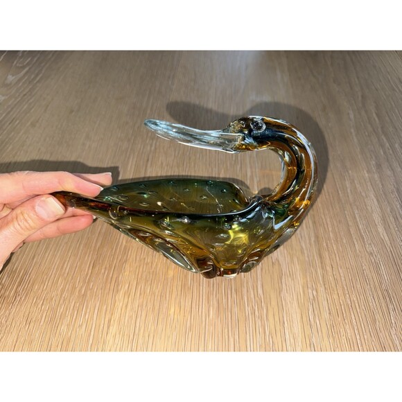 Murano Other - RARE MURANO GUILDCRAFT Art Glass Duck Bowl Dish Multicolor Beak Clear